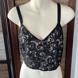 Express lace Cami size medium Black Lace over Pink